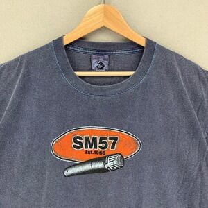 Vintage SM57 T-Shirt Mens Large SHURE Audio Studio Mic Graphic Tee Faded‎ Y2K